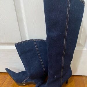 Zara Dark Blue Heeled Boots